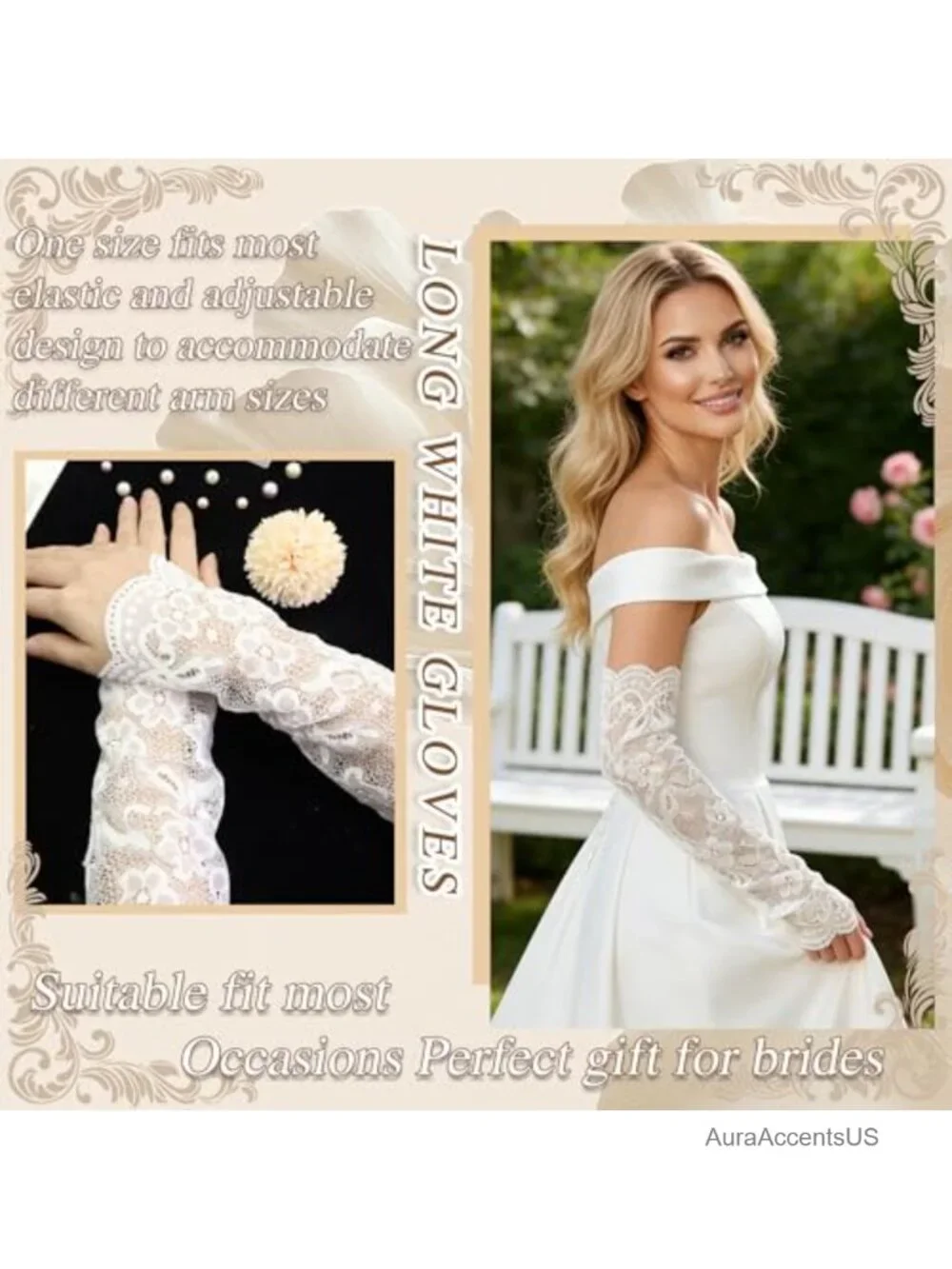 Vintage Lace Fingerless Gloves Elbow Length Floral Arm Sleeves Wedding Accessory